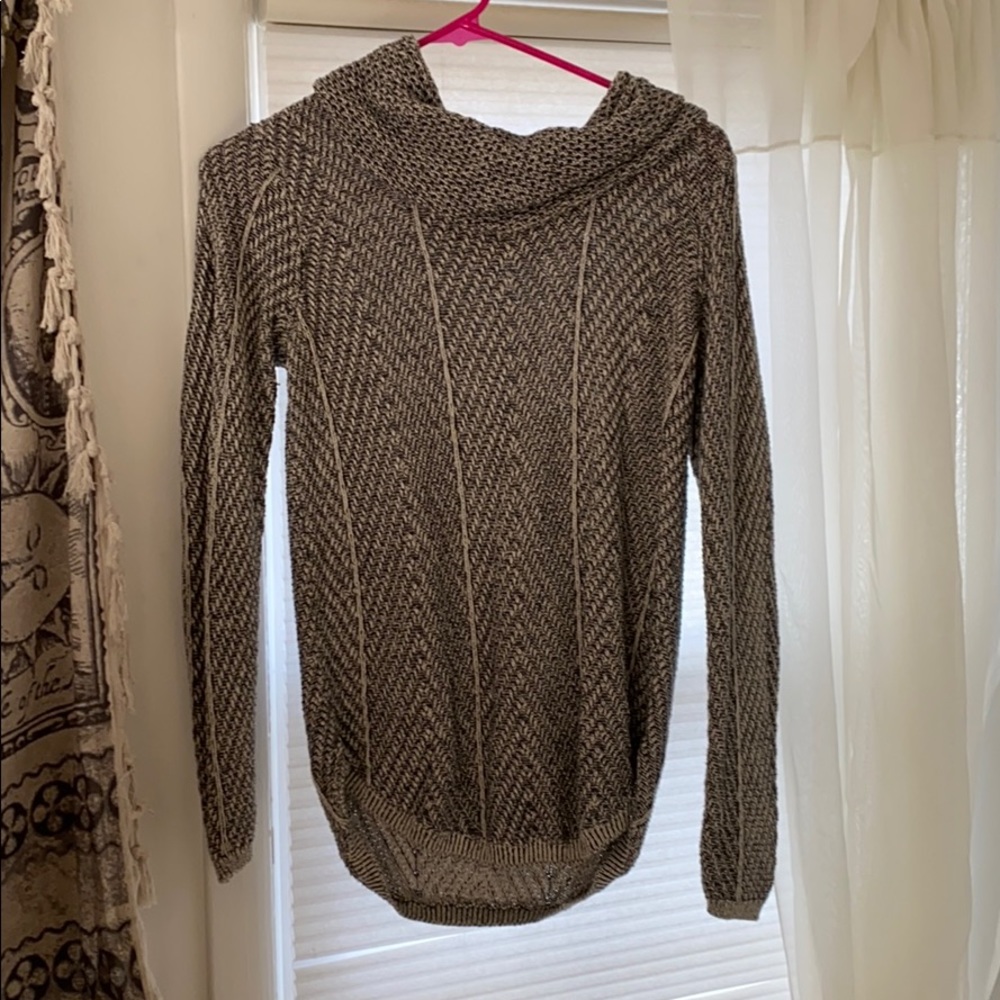 Scoop neck sweater.